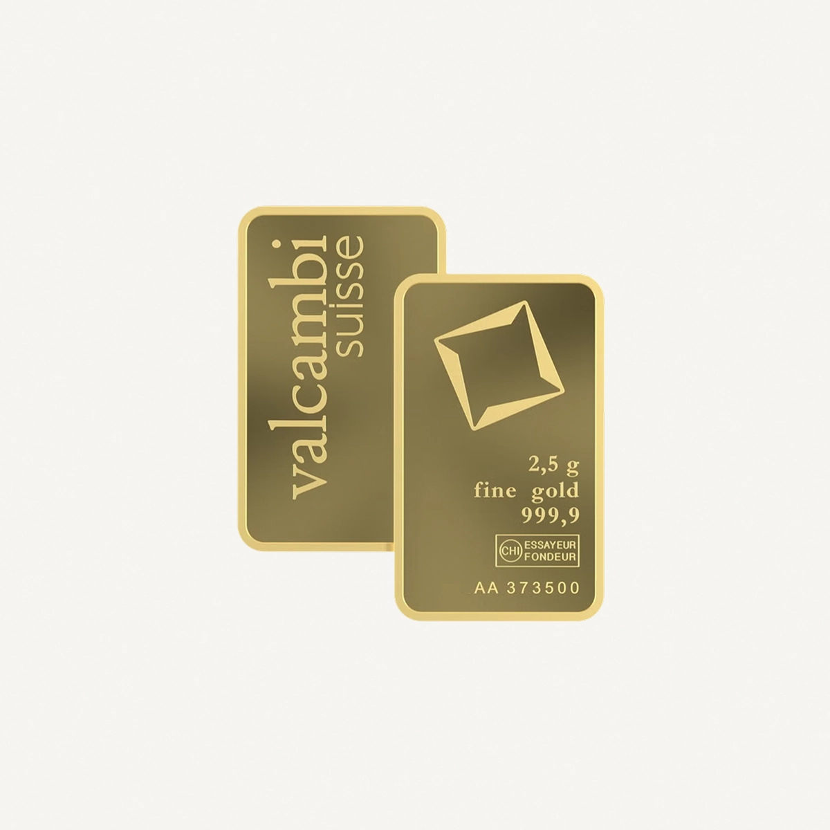 Valcambi Suisse 2.5g 24K (999.9) Pure Minted Gold Bar-1-1