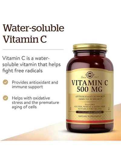 Solgar Vitamin C 500 Mg Antioxidant & Immune Support 250 Vegetable Capsules-2