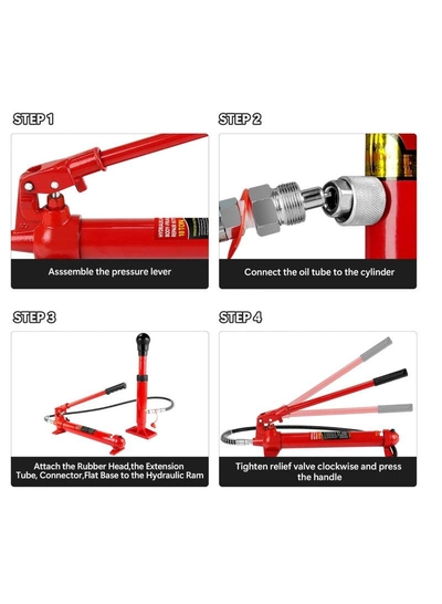 ABBASALI Portable Car Floor Jack 1 Set 10 Ton Hydraulic Power Car Van Jack Body Frame Repair Kit-1