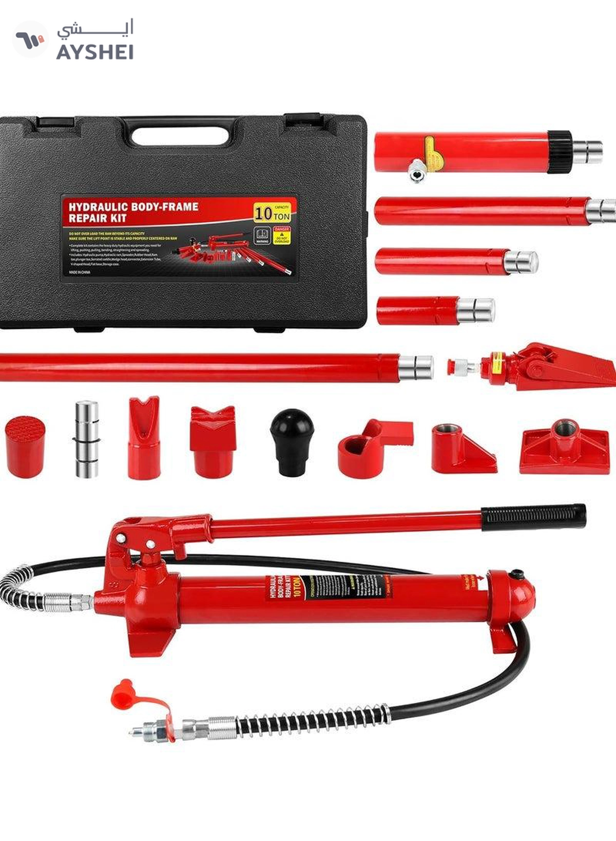 ABBASALI Portable Car Floor Jack 1 Set 10 Ton Hydraulic Power Car Van Jack Body Frame Repair Kit-6-6