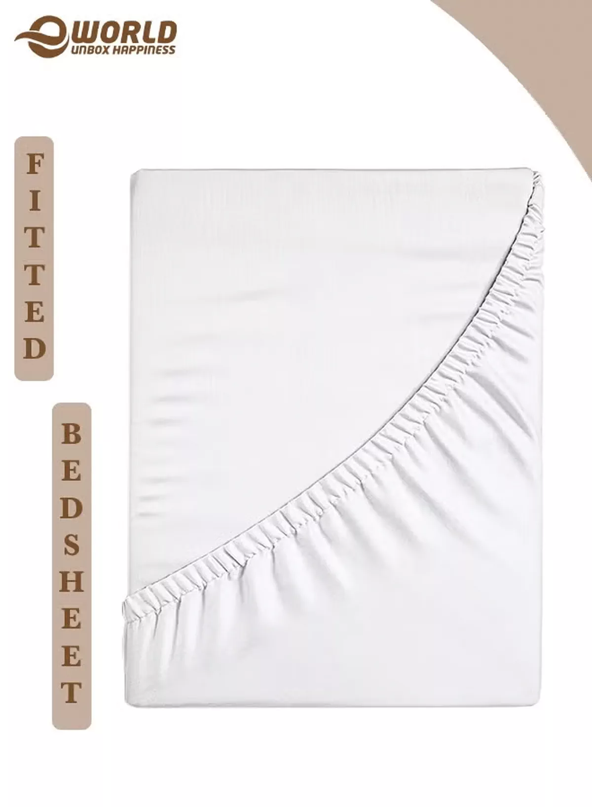 Eworld White Microfiber Fitted Bedsheet with Deep Pocket for a Snug Fit, Breathable, Machine Washable for Optimal Protection, Available in King, Queen and Single Sizes, Without Pillow Cover