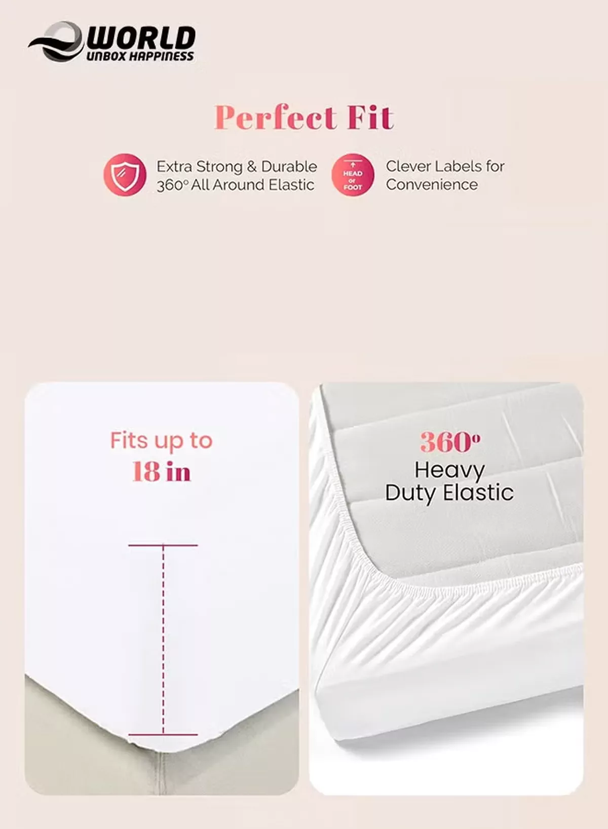 Eworld White Microfiber Fitted Bedsheet with Deep Pocket for a Snug Fit, Breathable, Machine Washable for Optimal Protection, Available in King, Queen and Single Sizes, Without Pillow Cover-2-2