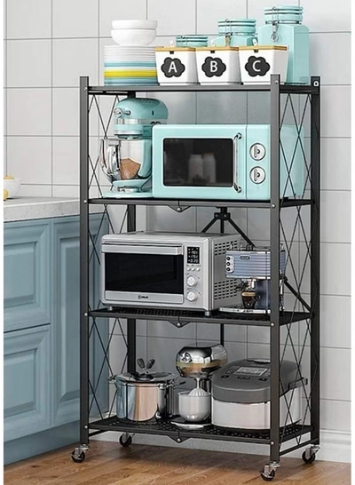 ALMUFARREJ 4-Tire Scratch-Resistant Storage Rack Black 34x71x126cm-6