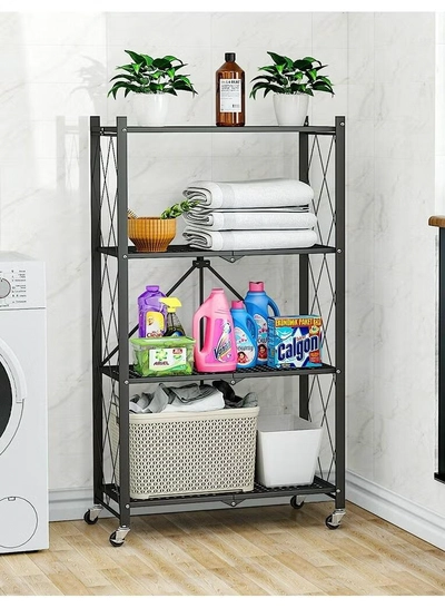 ALMUFARREJ 4-Tire Scratch-Resistant Storage Rack Black 34x71x126cm-5