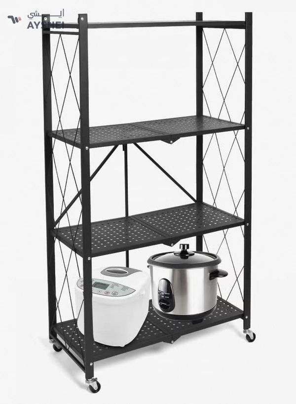 ALMUFARREJ 4-Tire Scratch-Resistant Storage Rack Black 34x71x126cm