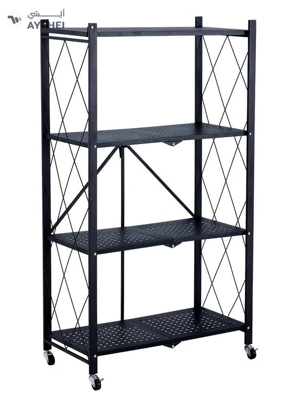ALMUFARREJ 4-Tire Scratch-Resistant Storage Rack Black 34x71x126cm