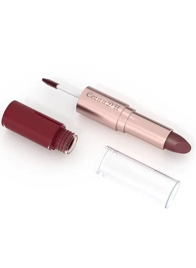 CmaaDu Long-Lasting 3-Color Lipstick & Lip Gloss Set - Double Headed Design for Natural, Texture -3