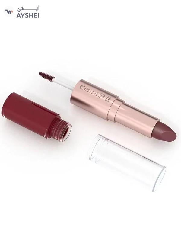CmaaDu Long-Lasting 3-Color Lipstick & Lip Gloss Set - Double Headed Design for Natural, Texture 