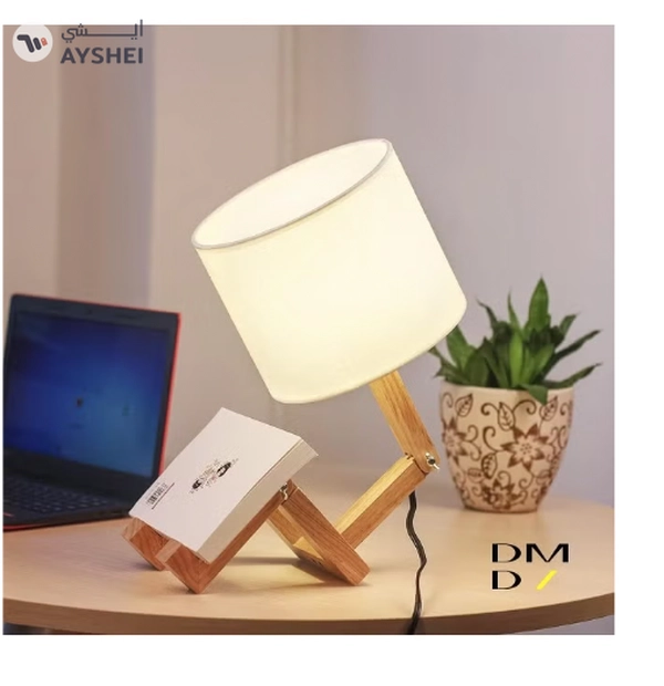 Daamudi Wooden Stickman Table Lamp with Adjustable Frame for Living Room