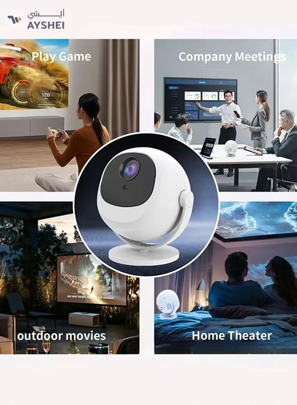 Eworld Portable Smart Projector with 360° Rotation, 4K Support, 220 Lumens, Auto Keystone
