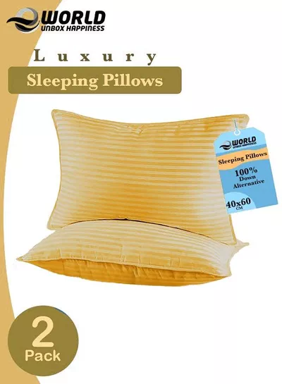 Pack of 2 Premium Down Alternative Filled Bed Pillows, Featuring Breathable Cover, Microfiber Filling and Plush Bounce-Back Design, Hypoallergenic and Luxurious Hotel Quality Pillow Set, Available in Elegant Color Options-0