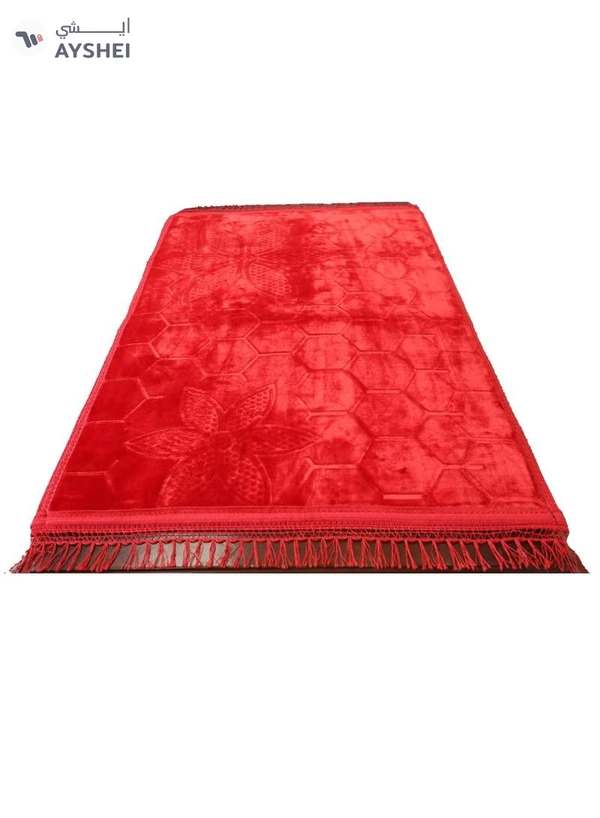 Yuwell Embossed Prayer Mat Anti-Slip Velvet Top Islamic Prayer Mat Sajadah Prayer Rug Salah Mat For Men And Women Eid Gift And Ramadan Gift 70X110CM Red