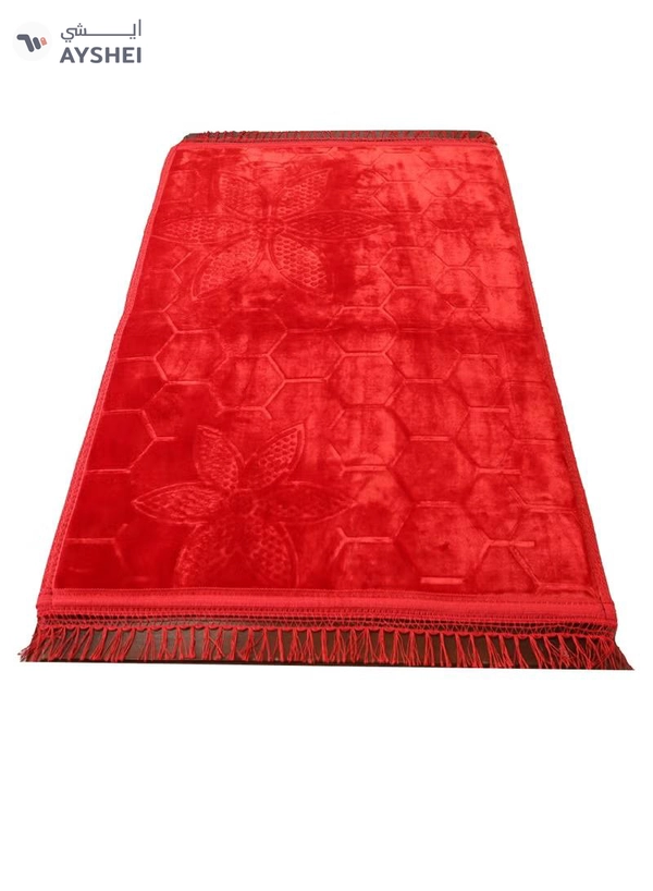 Yuwell Embossed Prayer Mat Anti-Slip Velvet Top Islamic Prayer Mat Sajadah Prayer Rug Salah Mat For Men And Women Eid Gift And Ramadan Gift 70X110CM Red