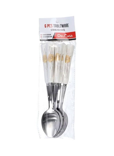DELCASA 6-Piece Dinner Spoon Set White/Yellow-3