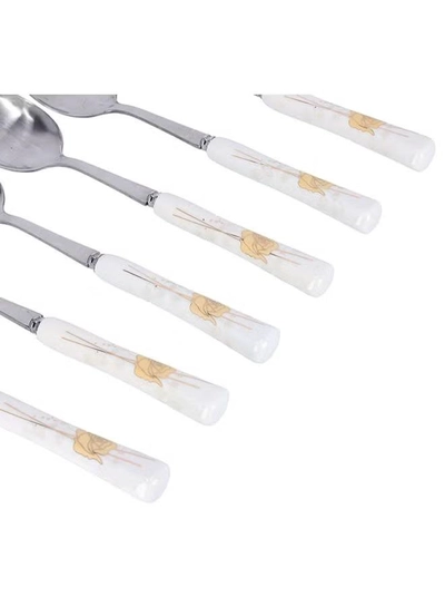 DELCASA 6-Piece Dinner Spoon Set White/Yellow-2