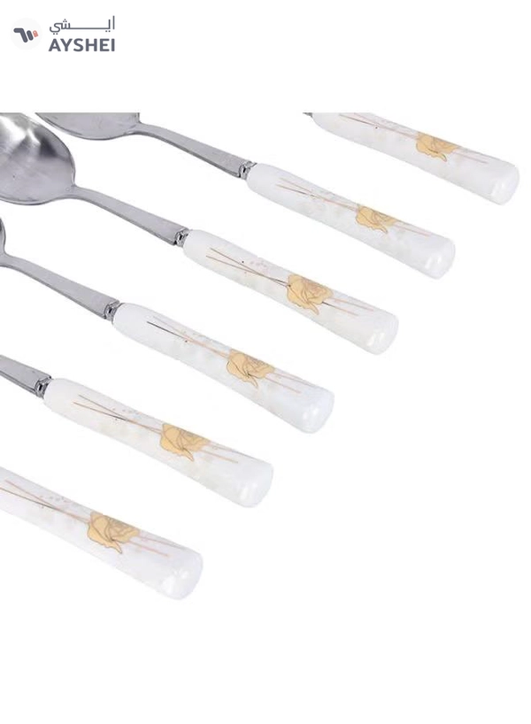 DELCASA 6-Piece Dinner Spoon Set White/Yellow