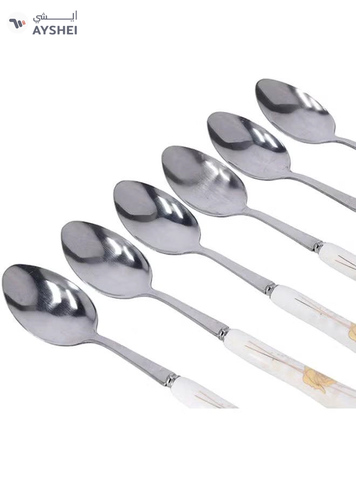 DELCASA 6-Piece Dinner Spoon Set White/Yellow-4-4