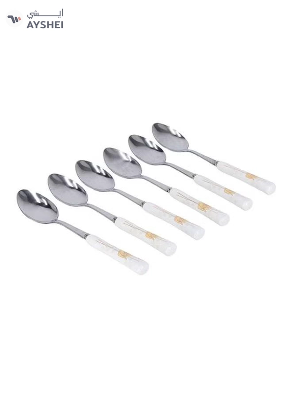 DELCASA 6-Piece Dinner Spoon Set White/Yellow