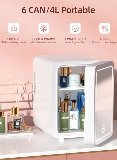 Eworld Skincare Fridge with Dimmable LED Light Mirror-2