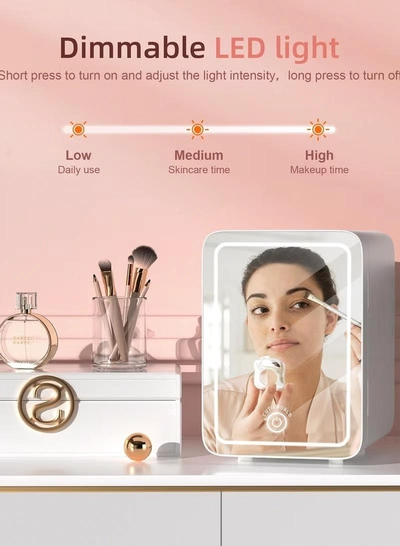 Eworld Skincare Fridge with Dimmable LED Light Mirror-3