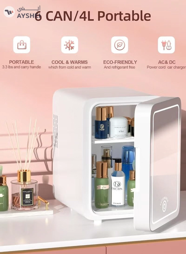 Eworld Skincare Fridge with Dimmable LED Light Mirror