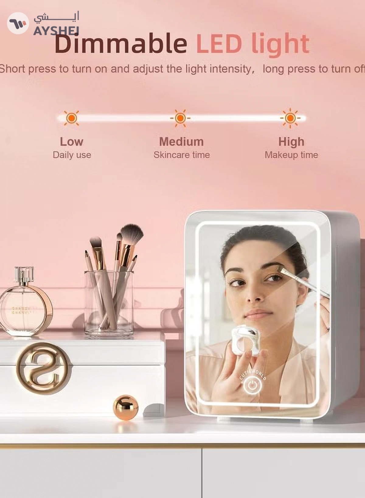 Eworld Skincare Fridge with Dimmable LED Light Mirror-3-3