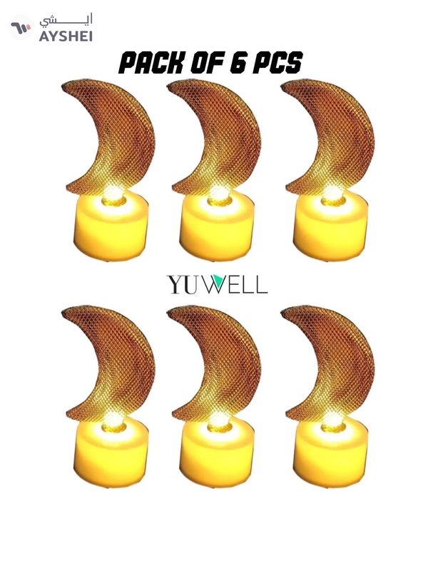Yuwell Pack Of 6 Pcs Moon Shape Ramadan Light Mini Portable Night Light And Table Decor Lamp For Ramadan Decoration