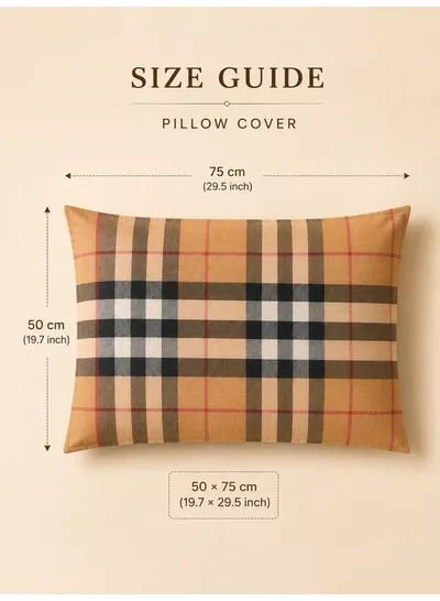 Set of 2 100% Cotton Printed Pillow Covers, Tartan Plaid / Check Pattern, 125 GSM Fabric, Soft & Breathable, Envelope Closure, Fade Resistant & Machine Washable – 50 x 75 cm-1