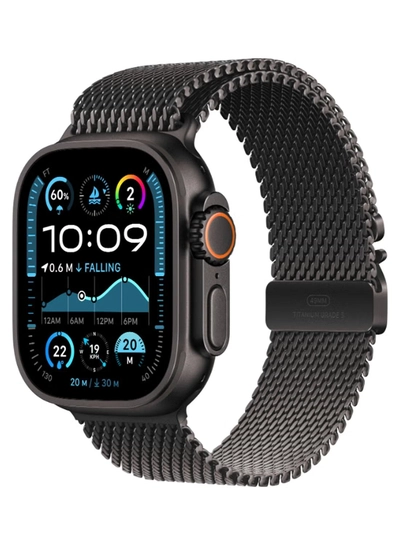 Apple Watch Ultra 2 (2024) GPS + Cellular 49mm Black Titanium Case With Black Titanium Milanese Loop - L-0