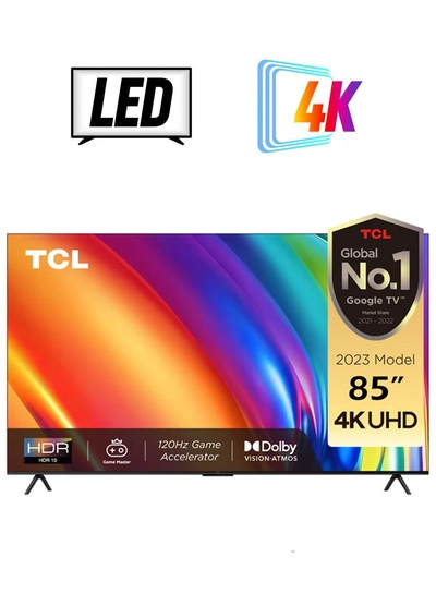 TCL 85 Inch 4K Ultra HD Smart TV, Google TV With 120Hz Game Accelerator, Dolby Vision & Atmos, HDR 10, Built-In Chromecast Assistant, 60HZ MEMC, (2023 Model) 85P745 Black-0