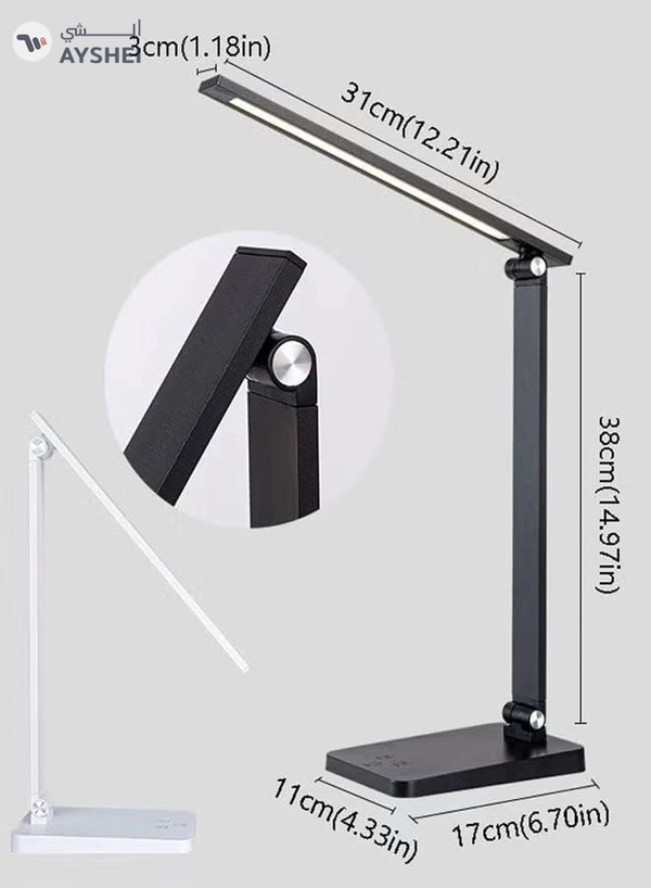 KLNAMAEAAN Foldable and Rechargeable Black Desk Lamp for Study and Work