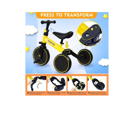 Marzban Kid Bicycle 3 in 1 Kids Tricycles 1.5-4 Year Kids Trike 3 Wheel Bike Boys Girls (Yellow)-1