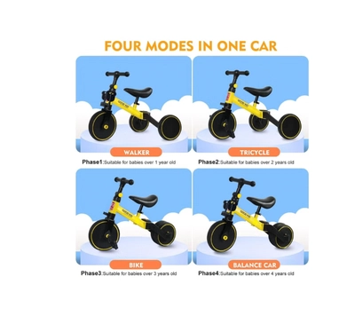 Marzban Kid Bicycle 3 in 1 Kids Tricycles 1.5-4 Year Kids Trike 3 Wheel Bike Boys Girls (Yellow)-2