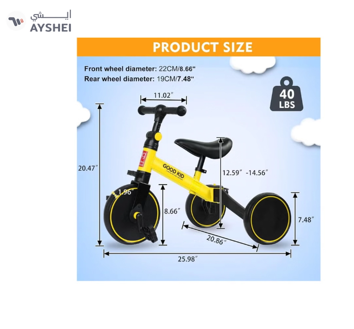 Marzban Kid Bicycle 3 in 1 Kids Tricycles 1.5-4 Year Kids Trike 3 Wheel Bike Boys Girls (Yellow)-5-5