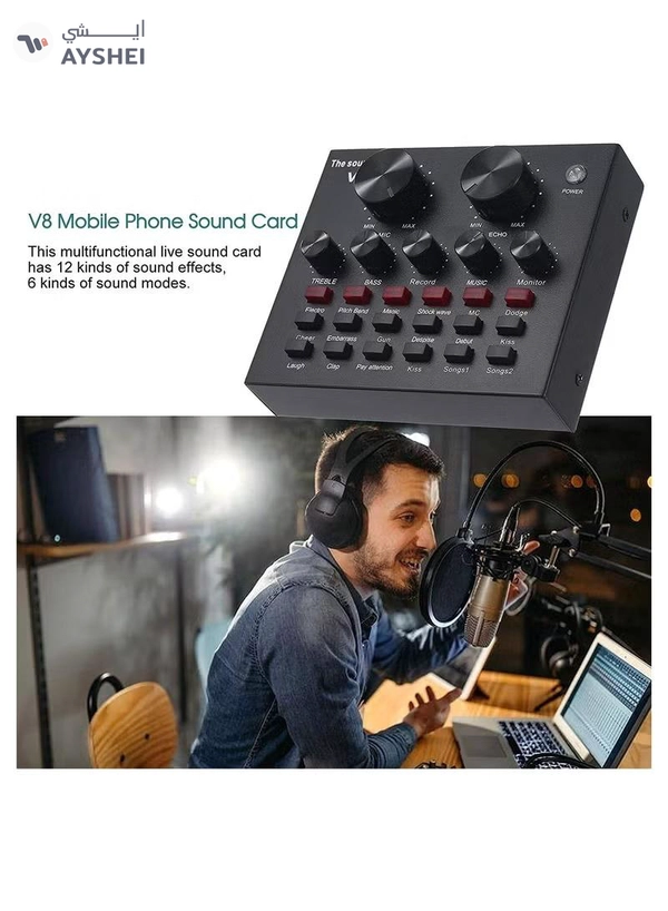 Eworld Bluetooth Mobile Sound Card with 12 Effects Microphone USB External Chip 