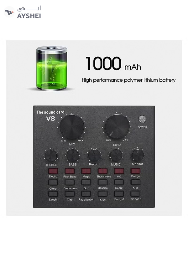 Eworld Bluetooth Mobile Sound Card with 12 Effects Microphone USB External Chip 