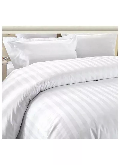 6-Piece Premium King Size Bedding Set, White Striped Design-1 Full/King Size Luxury Bedsheet with Stripped Pattern with 1 Soft Duvet Cover and 4 Pillowcases – Suitable for Home and Hotels-4