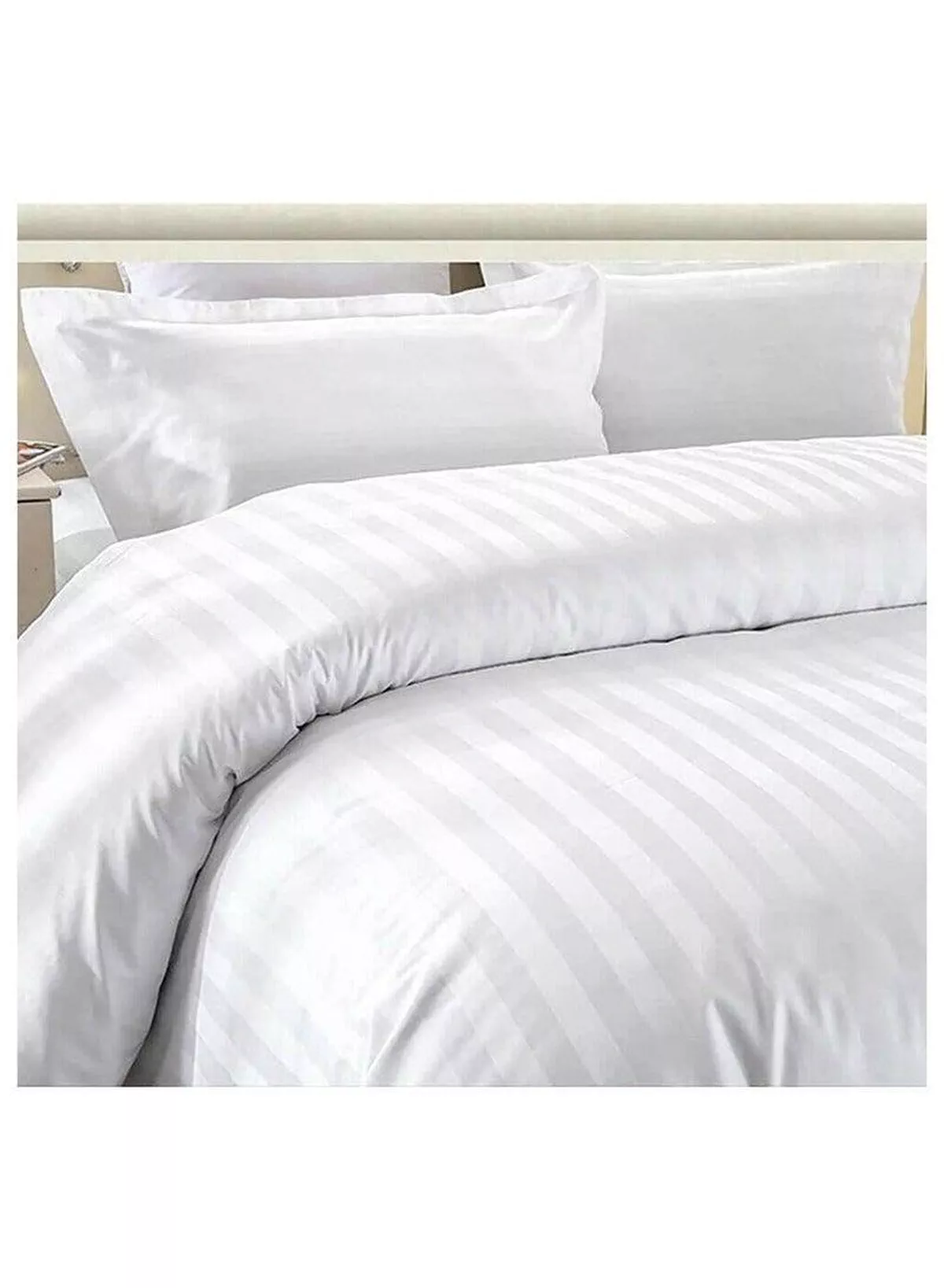 6-Piece Premium King Size Bedding Set, White Striped Design-1 Full/King Size Luxury Bedsheet with Stripped Pattern with 1 Soft Duvet Cover and 4 Pillowcases – Suitable for Home and Hotels-4-4