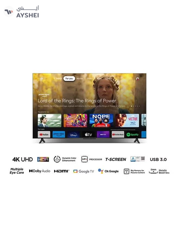 TCL 65 Inch 4K UHD Smart Google TV, HDR 10, Dolby Audio, Dynamic Color Enhancement, Metallic Bezel-less Design (2024 Model) 65P69B Black
