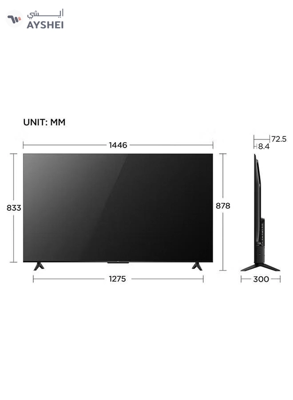 TCL 65 Inch 4K UHD Smart Google TV, HDR 10, Dolby Audio, Dynamic Color Enhancement, Metallic Bezel-less Design (2024 Model) 65P69B Black