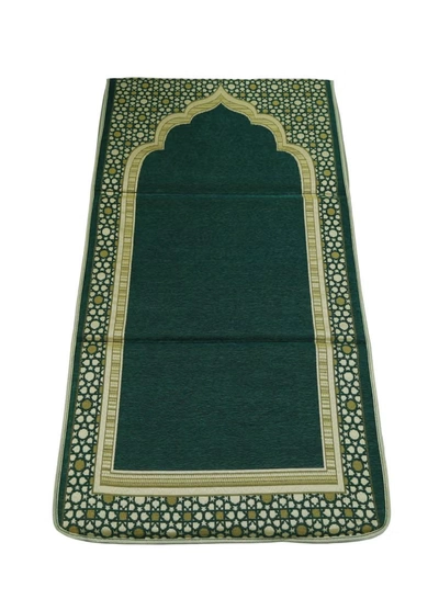 Yuwell Foldable Prayer Mat with Back Support & Carrying Bag, 2-in-1 Prayer Rug Sajadah, Anti-Slip Islamic Salah Mat 110×60CM for Men & Women, Portable Ramadan & Eid Gift Green-5