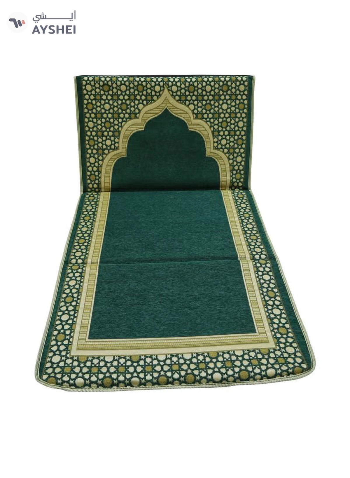 Yuwell Foldable Prayer Mat with Back Support & Carrying Bag, 2-in-1 Prayer Rug Sajadah, Anti-Slip Islamic Salah Mat 110×60CM for Men & Women, Portable Ramadan & Eid Gift Green-3-3