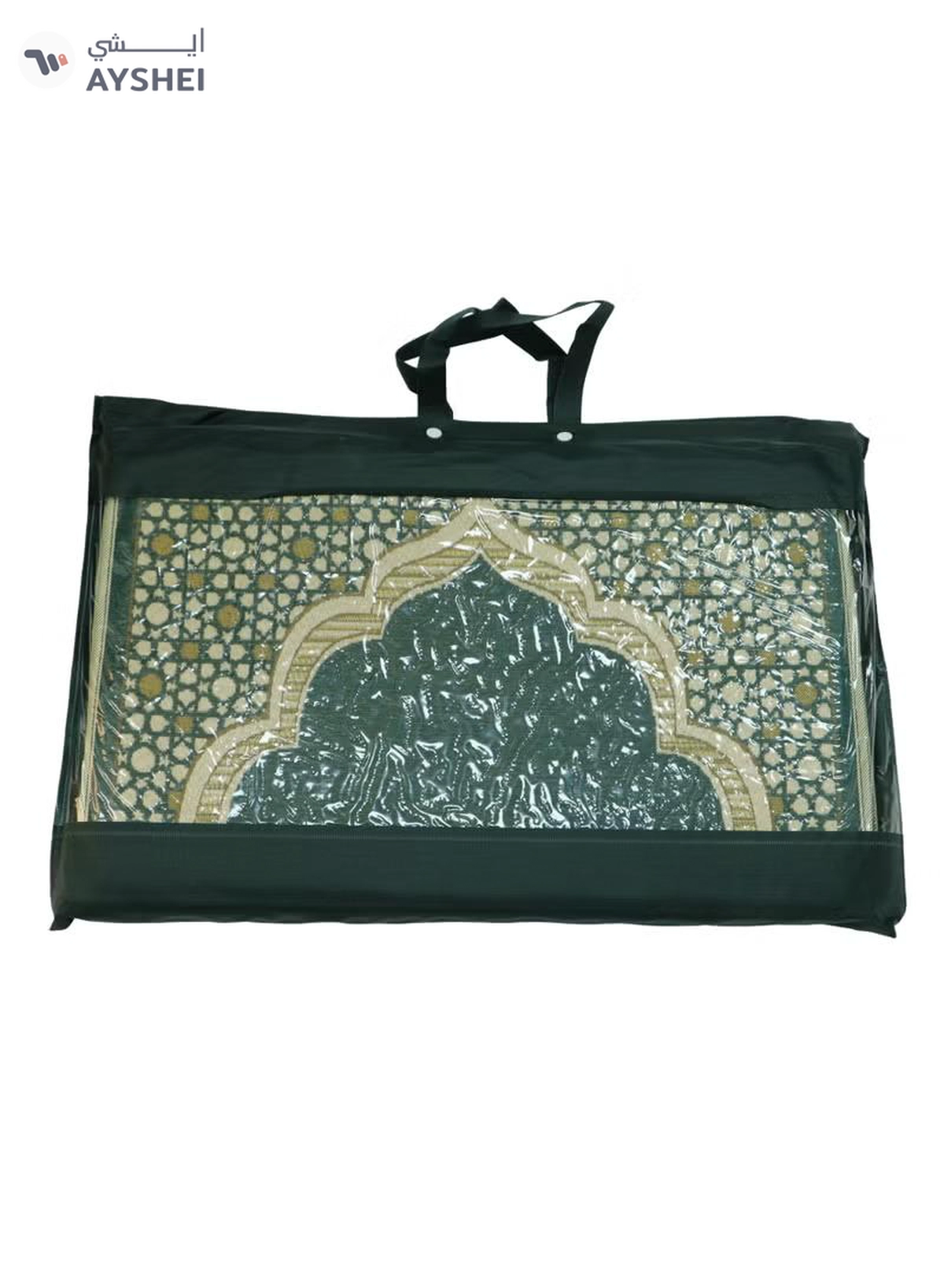 Yuwell Foldable Prayer Mat with Back Support & Carrying Bag, 2-in-1 Prayer Rug Sajadah, Anti-Slip Islamic Salah Mat 110×60CM for Men & Women, Portable Ramadan & Eid Gift Green-6-6