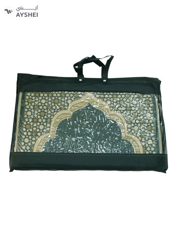 Yuwell Foldable Prayer Mat with Back Support & Carrying Bag, 2-in-1 Prayer Rug Sajadah, Anti-Slip Islamic Salah Mat 110×60CM for Men & Women, Portable Ramadan & Eid Gift Green