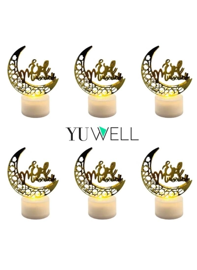 Yuwell Pack Of 12 Pcs EID Mubarak Candle Lights Mini Portable Night Light And Table Decor Lamp For Ramadan Light For Ramadan Decoration-3