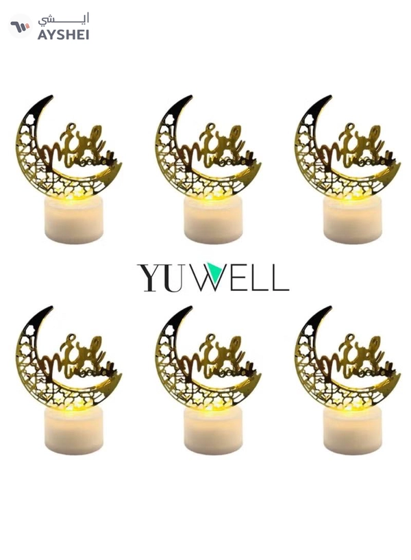 Yuwell Pack Of 12 Pcs EID Mubarak Candle Lights Mini Portable Night Light And Table Decor Lamp For Ramadan Light For Ramadan Decoration