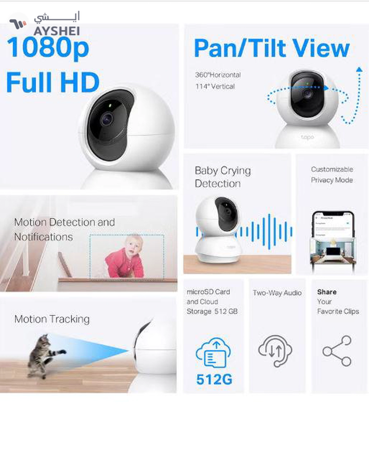 TP-LINK Tapo C200 Pan/Tilt 1080p Full HD Home Security Wi-Fi Camera Live View And Two-Way Audio Night Vision Motion Detection Baby Monitor MicroSD Card Support Works With Google Assistant And Amazon Alexa Remote Management By App-1-1