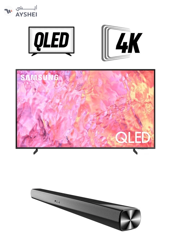 Samsung 55 Inch QLED 4K Smart TV 2023 With JVC Soundbar 55Q60C+TH-N322B Titan Gray