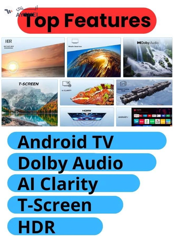 TCL 32-Inch 4k Smart HD LCD TV with HDR10 Rendering, Bezel-Less Design, Dolby Audio, Android OS, AI-Clarity, Multiple Viewing Modes 2024 32S4500A Black