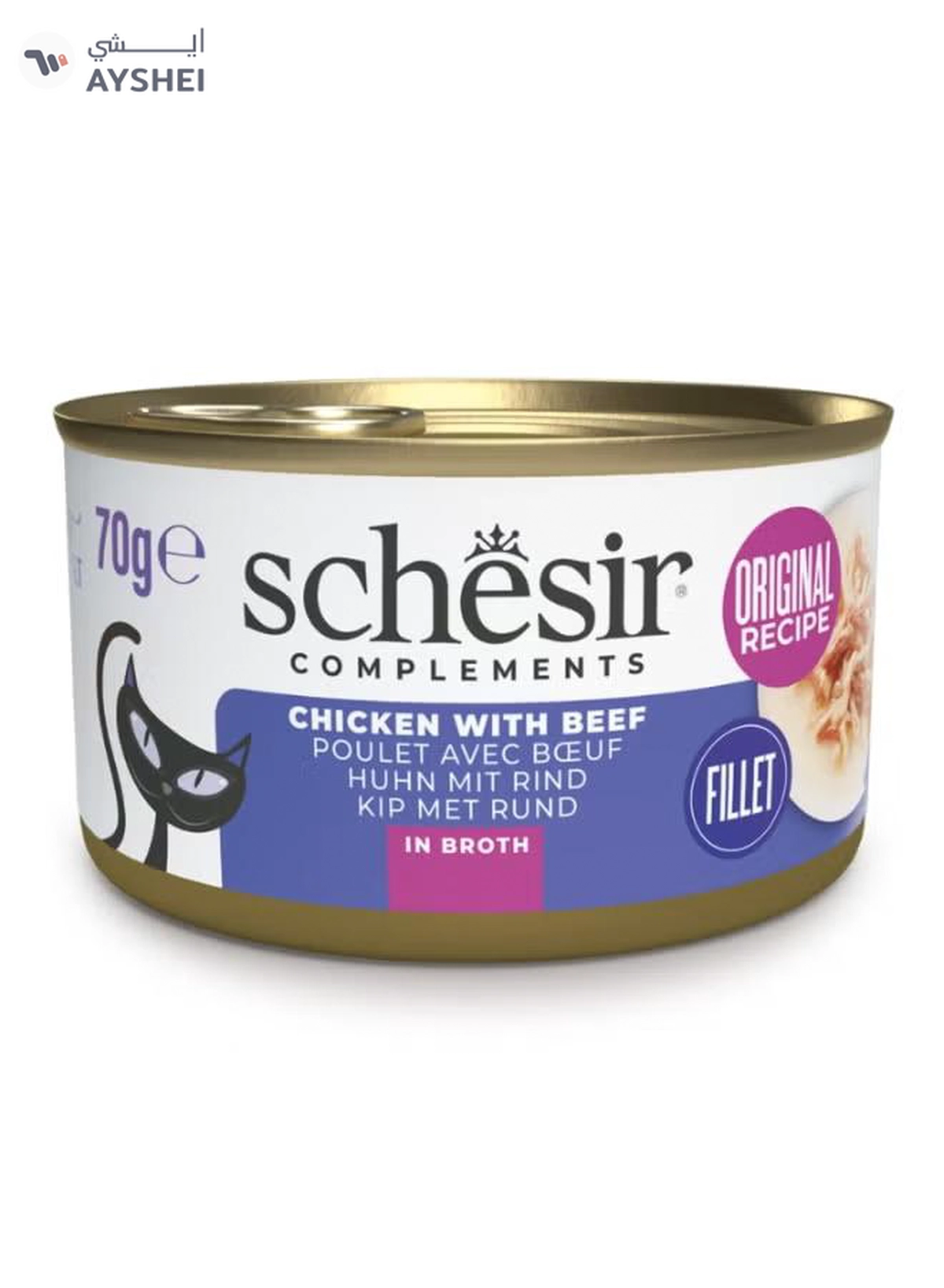 Schesir Complements Cat Wet Food in Broth- Chicken with Beef 70gx12pcs-1-1